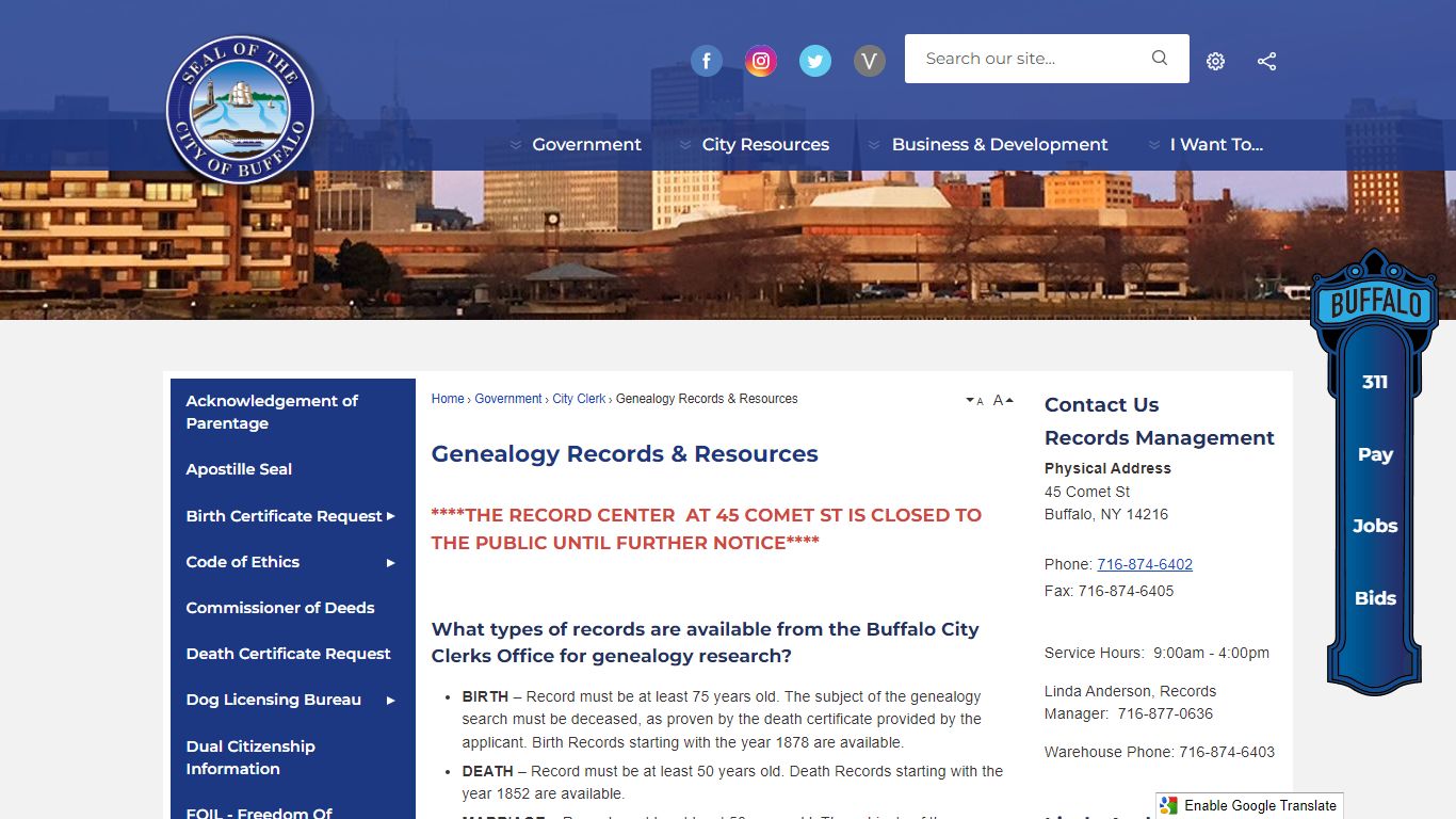 Genealogy Records & Resources | Buffalo, NY